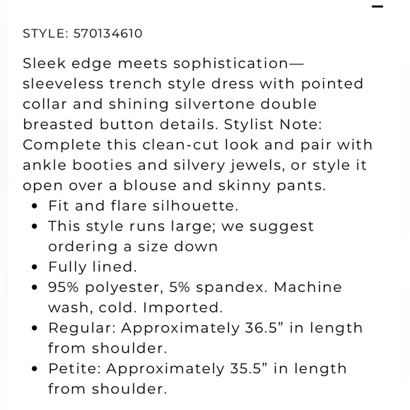 White House black market sleeveless black trench coat dress 6 - Picture 14 of 14